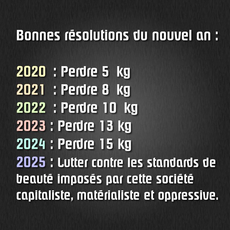 Image drôle: Bonnes résolutions 2025, je veux perdre 10 KG. !!