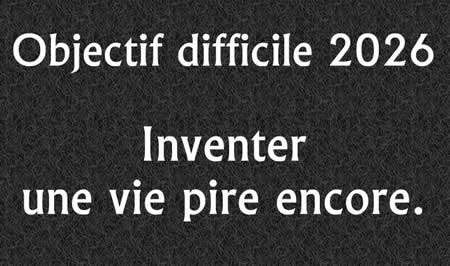 Objectif difficile 2026. Inventer une vie pire encore.