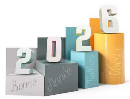 Image Bonne Année 2026 avec texte Meilleurs Vœux en 3D