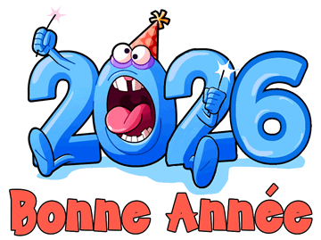 Vœux Bonne année 2026 gif animée drôle