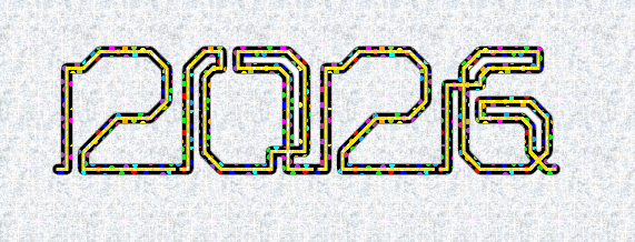 gif animé avec 2027 fait avec des lumières de Noël multicolores
