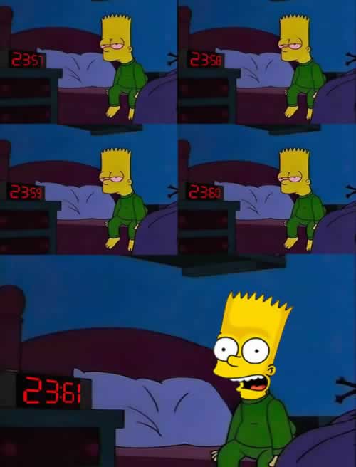Bart Simpson attend pour fêter minuit du Nouvel An