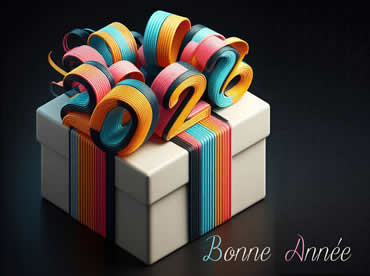 Image Bonne année 2026 avec coffret cadeau