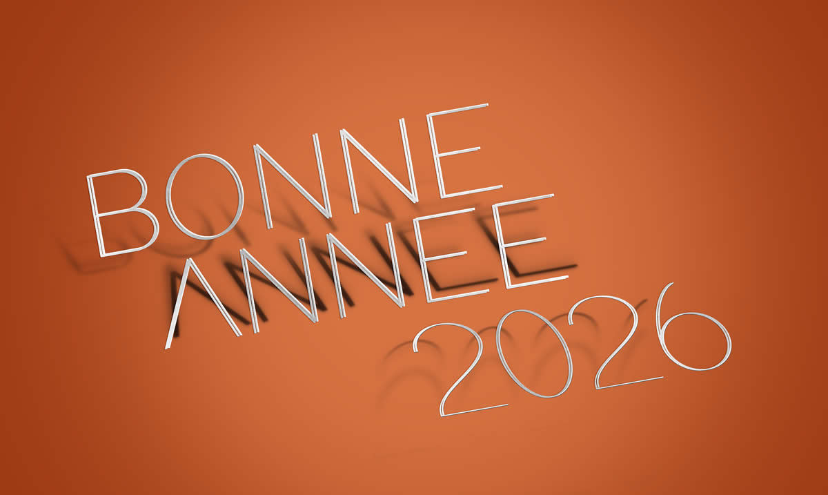 Image Bonne année 2026 en 3D avec fond orange