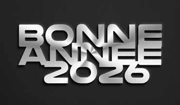 Image Bonne année 2026 avec texte métallique brillant