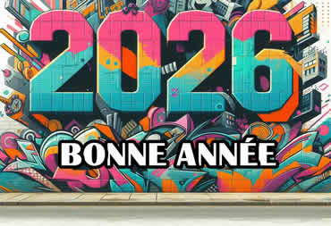 Image graffiti Bonne année 2026 rouge pour vœux urbains