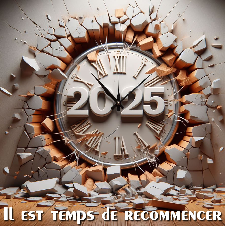 image une horloge qui marque 2025, s'effondre, il est temps de commencer une nouvelle année