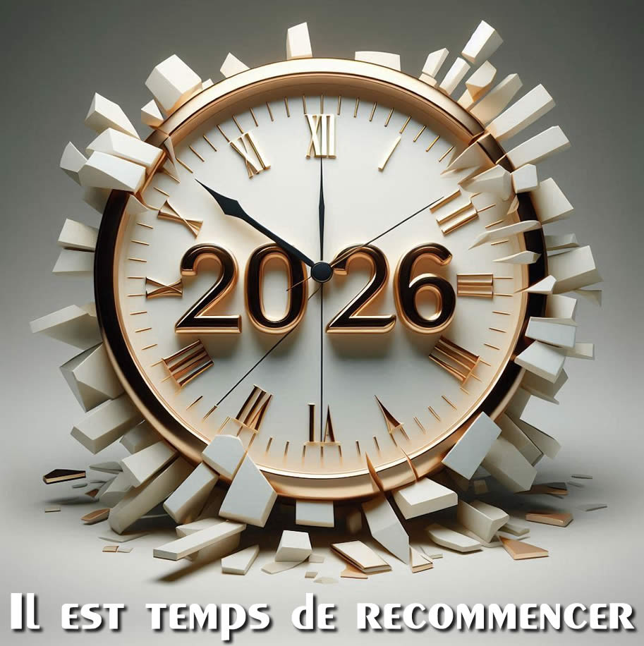 image une horloge qui marque 2026, s'effondre, il est temps de commencer une nouvelle année
