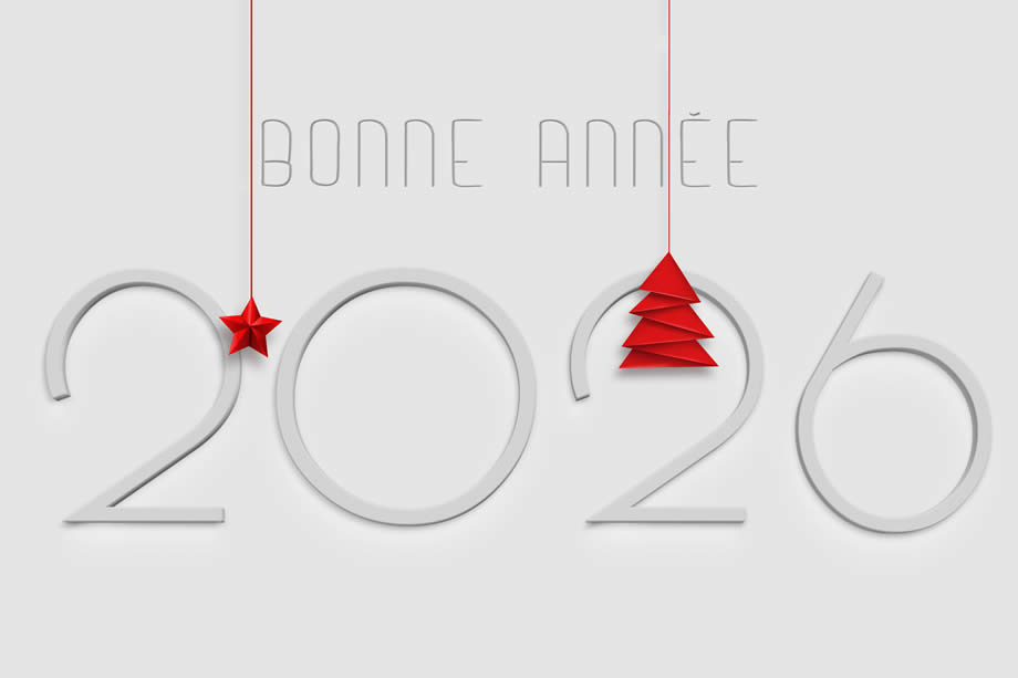 image bonne année 2026 avec sapin de noël rouge