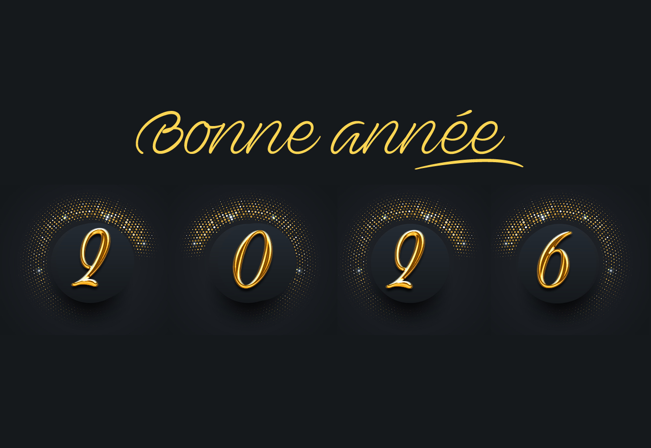 Image élégante avec 2026 entourée de cercles dorés