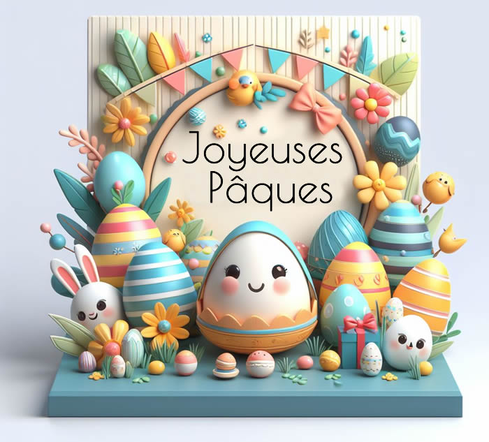 Carte de voeux joyeuses Pâques colorée et joyeuse